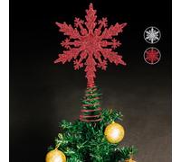 Snowflake Christmas Tree Topper 21cm Super Shiny Sparkling Glitter Xmas Tree Top Decor Star, Dazzling Christmas Tree Decoration