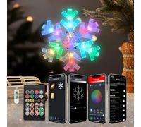Snowflake Christmas Tree Topper, 9" Smart Christmas Star Tree Topper with App Control, Music Sync RGB Color Changing Christmas Twinkly Lights for Indoor Home Xmas Tree Decorations
