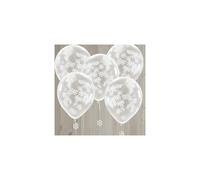 Snowflake Confetti Filled Clear Party Balloons 5 Pack Rustic Christmas