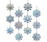 Snowflake Decorations | 24Piece Blue Double-Sided Pendant,2D Snowflake Ornaments for Christmas Tree,for Classroom Winter Party Snow Wonderland Holiday Home