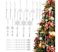 Snowflake Decorations Acrylic Pendant 2D Clear Christmas Decorations Snowflakes for Birthday Winter Party Home Classroom Holiday Office Wonderland