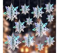 Snowflake Decorations, Christmas Ornaments, Christmas Ceiling Decorations, 3d Dazzling Snowflak, 12 Pcs 4 Size, For Winter Wonderland Holiday Home New Year Xmas Party Decor