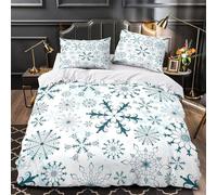 Snowflake designs 3D Printing Duvet Cover Set 3pcs Microfibre Lightweight Concealed Winter decorative pattern Duvet Insert Cover 2 Pillowcases Skin-Friendly Home Decor Kids & Girls Double（200x200cm）