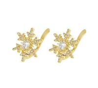 Snowflake Ear Cuff Earrings for Women Delicate Cubic Zirconia Winter Snow Flower Non Pierced Ears Clip on Cartilage Adjustable Fake Earring Xmas Christmas Festival Decor Chic Jewelry for Her, S