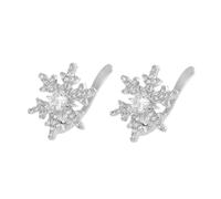 Snowflake Ear Cuff Earrings for Women Delicate Cubic Zirconia Winter Snow Flower Non Pierced Ears Clip on Cartilage Adjustable Fake Earring Xmas Christmas Festival Decor Chic Jewelry for Her, S