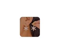 Snowflake Earring for Women Christmas Snowflake Drop Dangle Earrings Sparkly Cubic Zirconia Snowflakes Pearl Earring Christmas Costume Jewelry Winter Holiday Gifts, Large, Metal, No Gemstone
