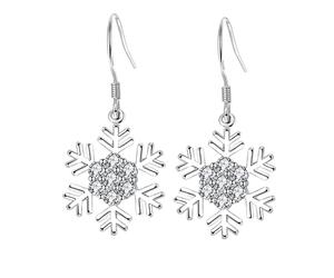 Snowflake Earring for Women Winter Flower Snowflake Pierced Hook Dangle Earrings Jewellery For Christmas Earrings Glass Drops, one size, Zinc alloy, No Gemstone