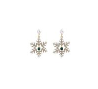 Snowflake Earrings Crystal Snowflower Earrings Dainty Snowflake Pom Pom Ball Earrings Small Pearl Snowflower Dangle Earrings Full Rhinestone Snow Flower Drop Earrings Winter Christmas Fashion Jewelry