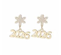 Snowflake Earrings for Women Short Dangle 2026 Letter New Years Drop Dangling Earring Enamel Christmas Winter Frozen Flower Studs for Xmas Holiday Party Jewelry Festive