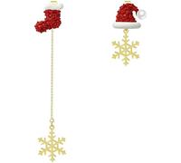 Snowflake Earrings for Women - Small Sparkly Crystal Christmas Tree CZ Winter Bow Star Earrings - Xmas Festive Accessories, M, Alloy Steel, Cubic Zirconia