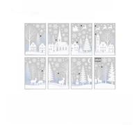 Snowflake Glass Decals Christmas Window Clings for static Cling Ornaments | Winter Scene Stickers Reindeer House Decor Festive PVC Wall Art for Holiday Room Decoration White Snow for forest Theme