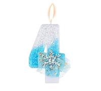 Snowflake Glitter Candle Number, Birthday Candle Snow Shiny Ice and Snow Winter Style Birthday Candles Birthday Party Decoration Supplies (Number 4)