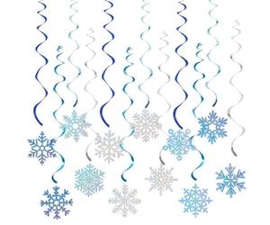 Snowflake Hanging Swirls Decorations Set,12PCS Winter Snowflakes Hanging Swirls Ceiling Streamers for Xmas Frozen New Year Party Decorations Supplies Christmas A5XHLXDS