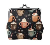 Snowflake Ice Cream Coffee Print Coin Purse for Women, Kiss-lock Change Purse Wallets, Small PU Leather Coin Purses