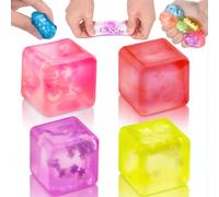Snowflake Ice Cube Stress Squeeze Balls, 4 Pack Soft Squeeze Fidget Sensory Toys for Adults, Anxiety Stress Relief Hand Therapy Cubes
