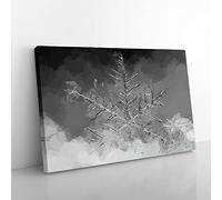 Snowflake In Abstract Modern Art Canvas Wall Art Print Ready to Hang, Framed Picture for Living Room Bedroom Home Office Décor, 60x40 cm (24x16 Inch)