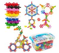Snowflake Interlocking Building Block, 600pcs Flower Block, Educational Building Toy Set With Storage Box, For Preschool Boys Girls Ages 3-6