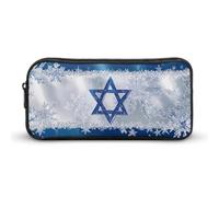 Snowflake Israel Flag Simple Pencil Case Big Capacity Pouch Box Travel Makeup Bag