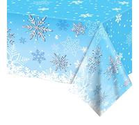 Snowflake Kids Frozen Party Table Cover, 130*220cm Plastic Waterproof Table Cover for Winter Girls' Frozen Princess Party, Baby Shower, Christmas