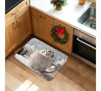 Snowflake Kitchen Mats for Floor, Cozy Hot Chocolate Pattern Soft Mats, Cushioned Comfort Washable Non Slip Decor Rugs for Kitchen Sinks Laundryroom Bathroom 16x24 Inch