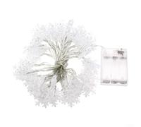 Snowflake LED String Light Curtain for Decorative Indoor Lighting, 10 Warm White LEDs, 1.5m Clear Cable, Battery Powered (Warm White)
