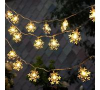 Snowflake Lights Fairy Lights Battery Operated, 6M 40LED Christmas Lights 8 Modes Snowflake String Lights, Warm White Fairy Lights for Bedroom, Xmas, Christmas Tree, Wedding, Birthday, Party, Indoor