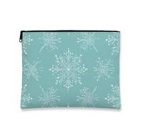 Snowflake Makeup Bag, Aqua Winter Pattern Cosmetic Travel Pouch for Women, Portable Small Zipper Organizer, Holiday Skincare Toiletry Bag, Aqua, 7x9 Inch, Bag