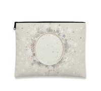 Snowflake Makeup Pouch, Elegant Winter Cosmetic Travel Bag for Women, Portable Small Canvas Zipper Organizer, Holiday Skincare Toiletry Bag, Beige, 7x9 Inch, Pouch