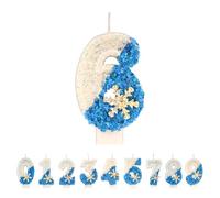 Snowflake Number 6 Candles, Blue White 6st Birthday Candles for Cake, Handmade Glitter Shiny Happy Birthday Cake Topper - Perfect for Themed Birthday Parties