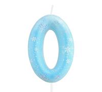 Snowflake Number Birthday Candles, Blue White Birthday Candle for Cake, White Frozen Snow Number 0 Candles, White Snow Candle Cake Topper for Frozen Themed Birthday Decorations Party Supplies