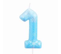 Snowflake Number Birthday Candles, Blue White First Birthday Candle for Cake, White Frozen Snow Number 1 Candles, White Snow Candle Cake Topper for Frozen Themed Birthday Decorations Party Supplies