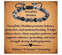 Snowflake Obsidian Bracelet - Healing Crystal Bracelet for Women, Men - Chic Gemstone Bracelets for Men and Women - 8mm Round Bead Bracelets for Spiritual Healing, Protection, Positive Energy