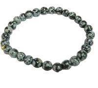 Snowflake Obsidian Round Beaded Stretch Bracelet Gift Powerful Gemstone Crystal Healing Fashion accessory Positive Energy Wellness Meditation