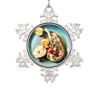 Snowflake Ornament Pan-fried French Lamb Chops Christmas Decorations For Tree Cute Food Personalized Christmas Ornaments 2022 Funny Metal Souvenir Xmas Tree Hang Pendant Winter Exchange Gift 3 Inch