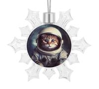 Snowflake Ornaments Animal Cat Astronaut Printed Christmas Tree Hanging Decorations