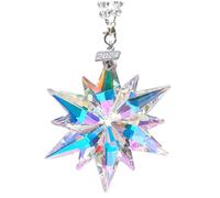 Snowflake Ornaments Star, Sparkly Crystal Christmas Ornaments Colorful Refraction Crystal Snowflake Pendant With Chains & Colored Straps For Christmas Tree Home Hanging Decor, Xmas Decor