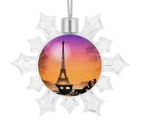 Snowflake Ornaments Valentine Paris Eiffel Tower Romantic Couple Carriage Sunset Silhouette Printed Christmas Tree Hanging Decorations