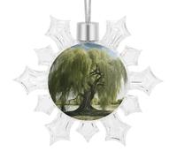 Snowflake Ornaments Willow Tree Printed Christmas Tree Hanging Decorations