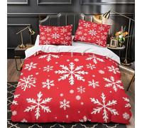 Snowflake pattern 3D Pattern Comforter Cover 3-Piece Microfiber Durable Skin-Friendly Winter festive design Duvet Cover 2 Pillow Shams Hidden Zipper Home Decor Kids Bedroom Single (135x200cm)