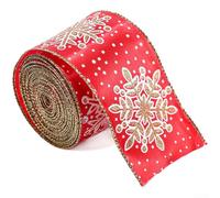 Snowflake Pattern Christmas Ribbon 6.3cm x 2m Satin Fabric Decorative
