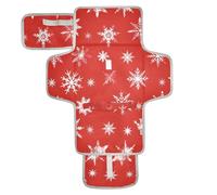 Snowflake Pattern on Red Background Reusable Washable Changing pad with Tissue Pocket Waterproof Pads for Baby for Moms, Dads cambiador de pa?ales para Bebes