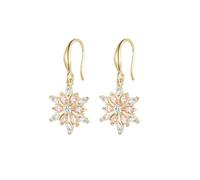 Snowflake Pearl Stud Earrings 925 Sterling Silver Elegant Frozen Flowers White Pearls Sparkly Crystal Rhinestone Xmas Dangle Drop Earrings for Women Winter Christmas New Year Party Holiday Fashion
