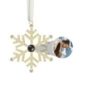 Snowflake Photo Ornament for Christmas Tree,Custom Snowflake Hanging Pendant with Picture inside,Personalised Picture Projection Ornament Home Party Holiday Decoration Gifts for Family,Couples (gold)