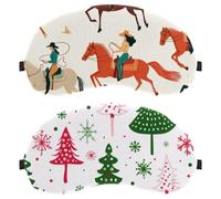 Snowflake Pink Red Green Christmas 2-Pack Light-Blocking Soft Breathable Eye Masks Sleep Mask Eye Patch