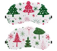 Snowflake Pink Red Green Christmas 2-Pack Light-Blocking Soft Breathable Eye Patch Sleeping Masks