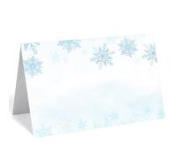 Snowflake Place Cards, 24-Pcs Winter Theme Seating Name Cards for Frozen & Christmas Events, Blue