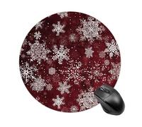 Snowflake Print Mouse Pad, 7.8 Inch Portable Round Mouse Mat with Non-Slip Rubber Base & Smooth Surface, Waterproof Mousepad for Gaming Office & Home
