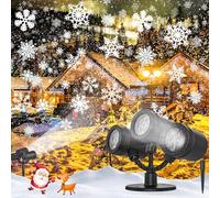 Snowflake Projector Light, Snowflake LED Christmas Light Projector - Waterproof Holiday Decorations for Outside Yard and House
