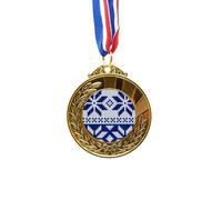 Snowflake Quadrilateral Nordic Illustration Pattern Gold Award Winner Medal First Place Ribbon