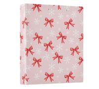 Snowflake Red Bow Pattern 3 Ring Binder 1.5 Inch Round Ring Binder View Binder Holds 200 Documents for Home School Office Use